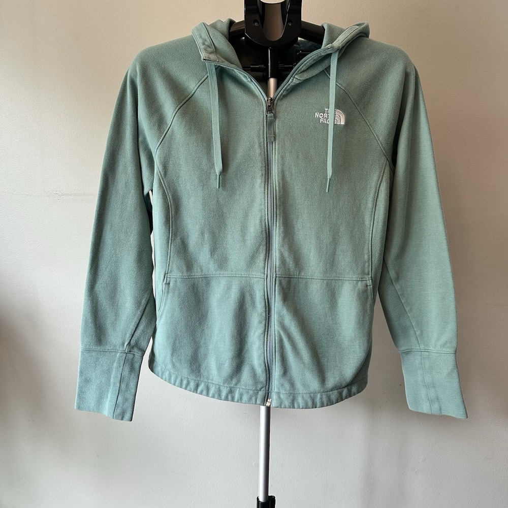 The North Face Full Zip Hoodie Womens L Green‎ Cotton Blend Gorpcore Granolagirl